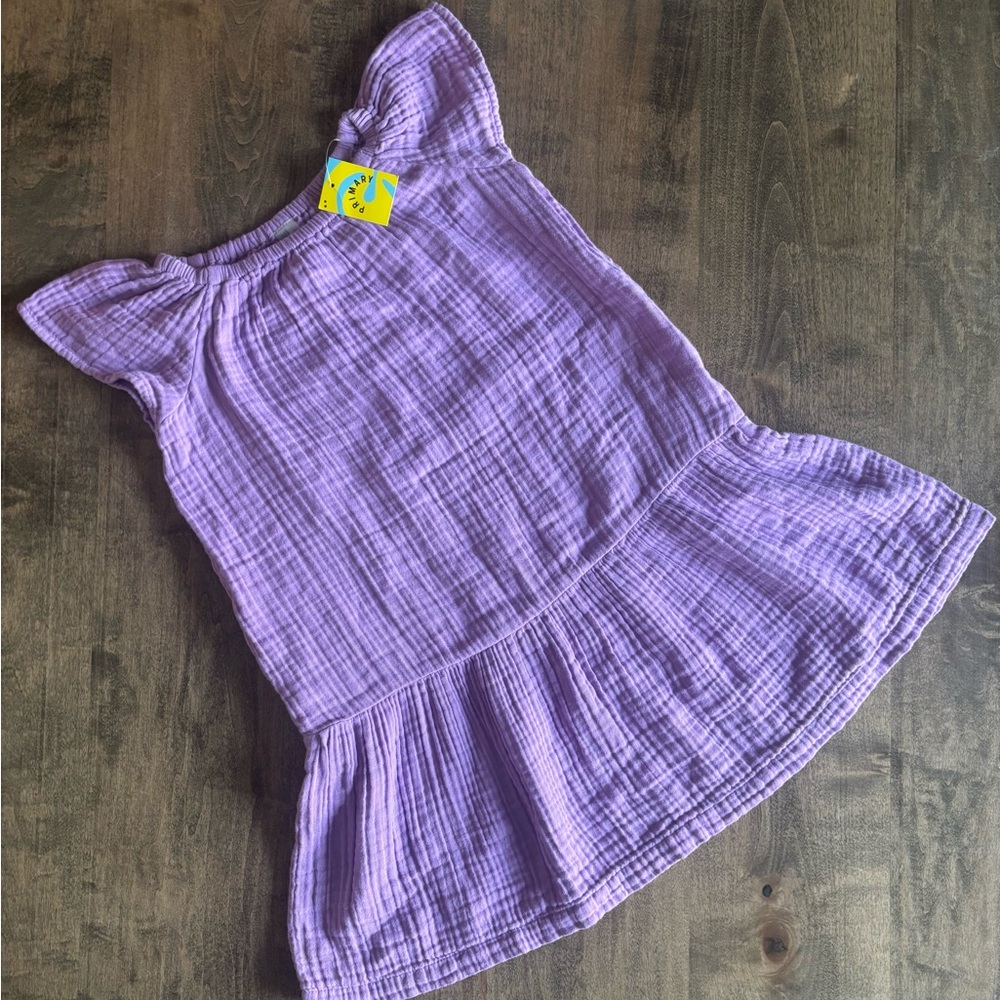 NWT Primary Kids cotton gauze swing dress in Lavendar / 6-7